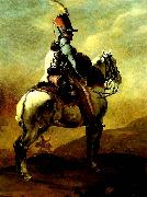 Theodore   Gericault trompette de hussards oil on canvas